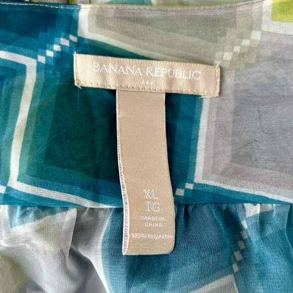 Banana Republic Teal Green & Gray Sheer Wrap Blouse with Flutter Sleeves – US XL - Picture 12 of 12